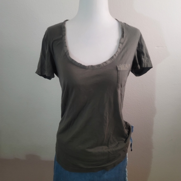 James Perse Olive Green Scoop Neck Top 2 - Picture 2 of 6